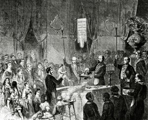 En frimurerisk dåp i Lodge of Fraternal Friendship, Grand Orient de France, Paris, 1861